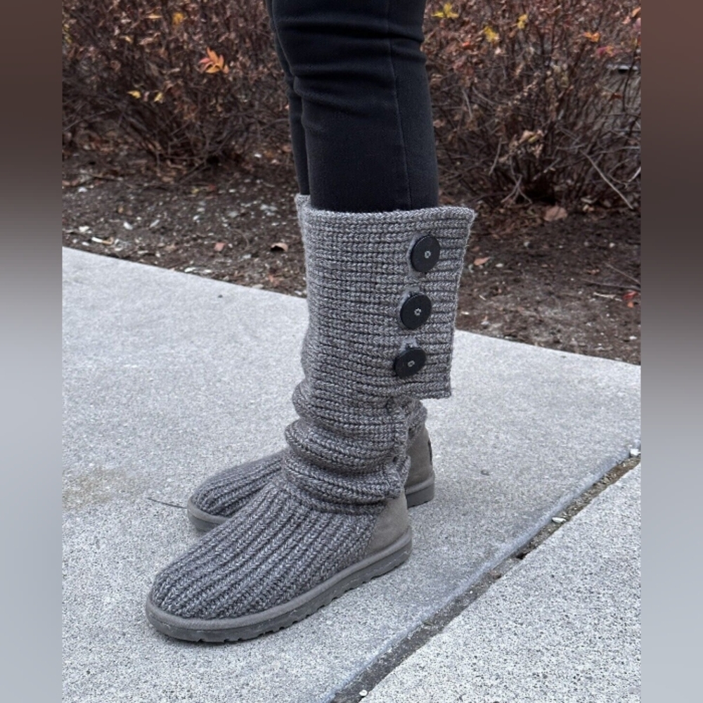 Ugg Gray Classis Cardy Knit Tall Boots